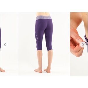 Lululemon Run Speed Crop Leggings Purple Heathered Waistband Size 6 #78